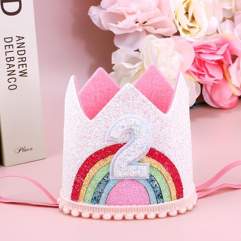 6 Year Old Girl Birthday Hat 6th Birthday Decorations for Girls Six Year Old Rainbow Birthday Headband Princess Tiara Birthday Crown Happy Birthday Accessories for Party Gifts in Kuwait