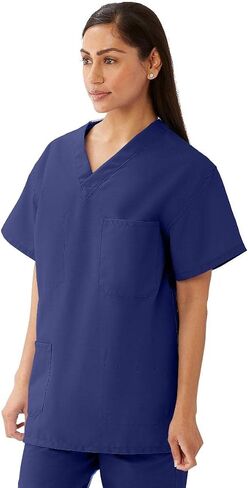Medline M630NNTM-CA AngelStat للجنسين ذو وجهين برقبة على شكل حرف V، 4 جيوب، كحلي، مقاس متوسط in Saudi Arabia