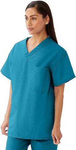 Medline M630NNTM-CA AngelStat للجنسين ذو وجهين برقبة على شكل حرف V، 4 جيوب، كحلي، مقاس متوسط in Saudi Arabia