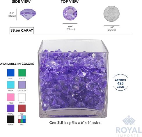 Royal Imports أكريليك الماس والأحجار الكريمة والكريستال والصخور وحشوات المزهرية ومبعثرة طاولات الحفلات وحفلات الزفاف والحرف اليدوية للحفلات - 1 رطل (حوالي 200 جوهرة) - أزرق مائي in Kuwait