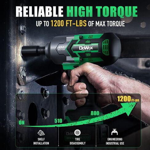 Cordless Impact Wrench, 400Ft-lbs (540N.m) Max Torque, 1/2 Impact Gun w/Brushless Motor, 21V 4.0 Ah Battery, Fast Charger, 4 Sockets, Socket Adapter, Nut Bits and Tool Bag in Saudi Arabia