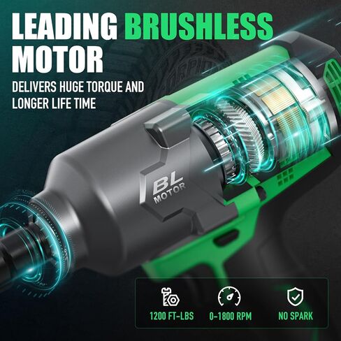 Cordless Impact Wrench, 400Ft-lbs (540N.m) Max Torque, 1/2 Impact Gun w/Brushless Motor, 21V 4.0 Ah Battery, Fast Charger, 4 Sockets, Socket Adapter, Nut Bits and Tool Bag in Saudi Arabia