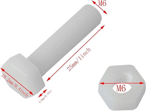 25PCS M4x25mm White Nylon Hex Bolts Plastic Hex Nuts Full Thread Hex Head Screws and Nuts Set in Saudi Arabia