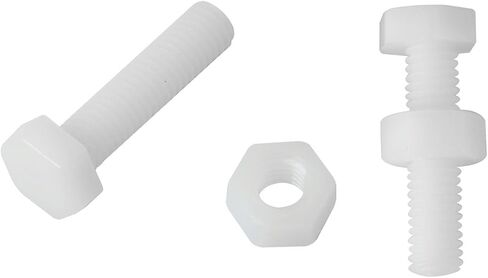 25PCS M4x25mm White Nylon Hex Bolts Plastic Hex Nuts Full Thread Hex Head Screws and Nuts Set in Saudi Arabia