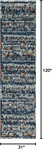 مجموعة Loom Morocco الفريدة ذات الحدود التجريدية، الماس، سجادة منطقة بوهيمية (2' 7 × 10' 0 عداء، أزرق داكن/أسود) in Saudi Arabia