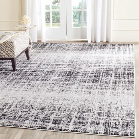 سجادة منطقة مجموعة SAFAVIEH Adirondack - 5'1" x 7'6"، باللون العاجي والأسود، تصميم تجريدي حديث، لا يتساقط ويسهل العناية به، مثالي للمناطق ذات حركة المرور العالية في غرفة المعيشة وغرفة النوم (ADR116B) in Saudi Arabia