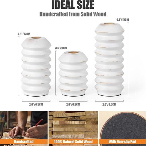 HOWSILAY Candle Holder Wood Candle Holders for Table Centerpiece Modern Farmhouse Decor Candle Stick Candle Holder fits 3/4" or 7/8" Taper Candles - White(Candles not Included) in Saudi Arabia