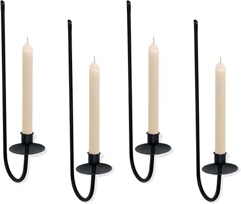 Wall Candle Holder, 3 Packs Modern Candle Sconces Wall Mount Metal Holders Hanging Candle Pillar Holder for Living Room, Wedding, Farmhouse, Fireplace, Matte Black in Saudi Arabia