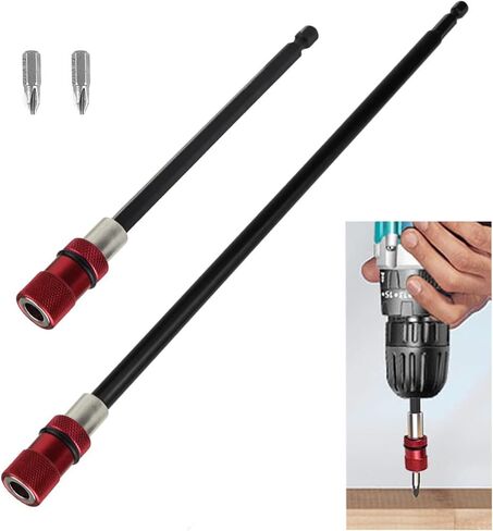 Drill Extension Bit Holder 3Pcs - 6'' 4'' 2'' Magnetic Drill Screwdriver Bit Extender 1/4 inch Hex Bit Holder, Impact Driver Extension Adjustable Depth Screwdriver (3, Red) in Saudi Arabia