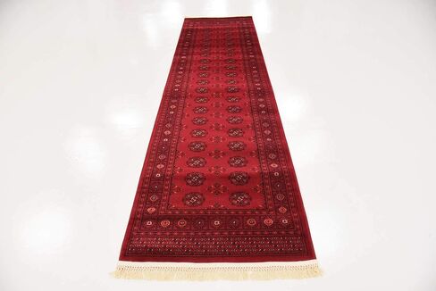 مجموعة Loom Tekke الفريدة من نوعها، سجادة منطقة توركامان التقليدية المشبعة المصبوغة، 2 قدم 7 بوصة × 10 قدم، أحمر/بورجوندي in Kuwait