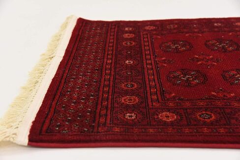 مجموعة Loom Tekke الفريدة من نوعها، سجادة منطقة توركامان التقليدية المشبعة المصبوغة، 2 قدم 7 بوصة × 10 قدم، أحمر/بورجوندي in Kuwait