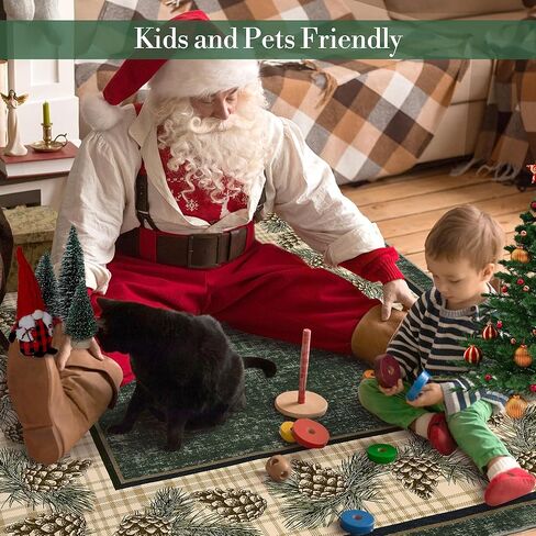 Christmas Rug 5x7 Christmas Tree and Snowflake Rug Machine Washable Rug Floor Cover Low Profile Foldable Thin Rug Non-Slip Rug for Bedroom Living Room, Red, 5x7 Feet in Kuwait