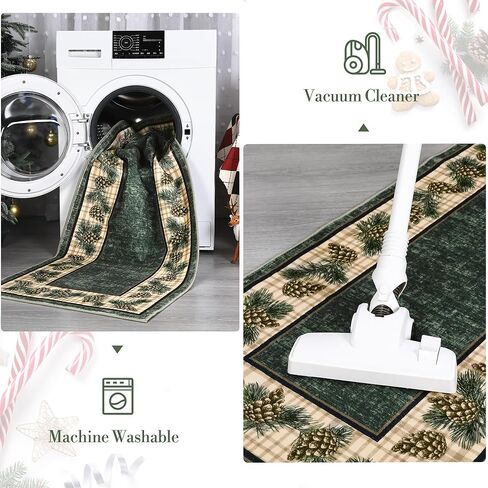 Christmas Rug 5x7 Christmas Tree and Snowflake Rug Machine Washable Rug Floor Cover Low Profile Foldable Thin Rug Non-Slip Rug for Bedroom Living Room, Red, 5x7 Feet in Kuwait