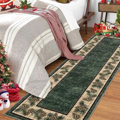 Christmas Rug 5x7 Christmas Tree and Snowflake Rug Machine Washable Rug Floor Cover Low Profile Foldable Thin Rug Non-Slip Rug for Bedroom Living Room, Red, 5x7 Feet in Kuwait