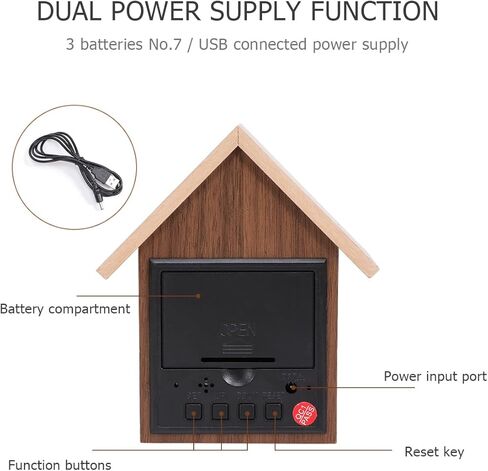 DECHOUS Wooden Digital Alarm Clock, Rustic Wood Desktop Digital Clock Small House Shaped Digital Clock LED Alarm Clock for Bedroom Office in Kuwait
