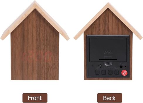 DECHOUS Wooden Digital Alarm Clock, Rustic Wood Desktop Digital Clock Small House Shaped Digital Clock LED Alarm Clock for Bedroom Office in Kuwait