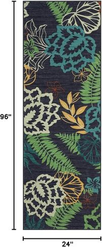 Zacoo Runner Rug 2x8 Washable Rug Area Rug Vintage Hallway Indoor Floor Mat Thin Rug Retro Distressed Carpet Blue Floral Country Accent Rug Non Slip Bathroom Kitchen Bedroom Living Room Grey 2'x8' in Saudi Arabia
