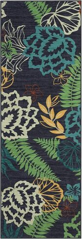 Zacoo Runner Rug 2x8 Washable Rug Area Rug Vintage Hallway Indoor Floor Mat Thin Rug Retro Distressed Carpet Blue Floral Country Accent Rug Non Slip Bathroom Kitchen Bedroom Living Room Grey 2'x8' in Saudi Arabia