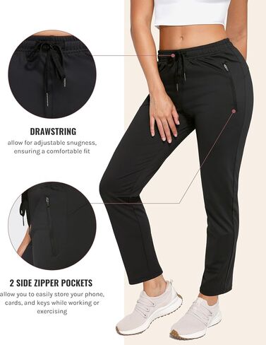 Women Joggers Pants Mid-Rise Drawstring Pants Stretch Work Pants with Zipper Pockets for Athletic, Travel in Saudi Arabia