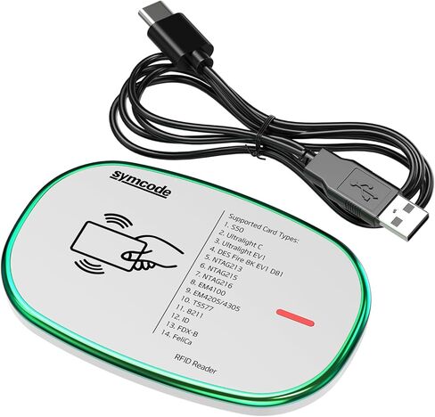 Symcode قارئ RFID الكاتب 125 كيلو هرتز / 13.56 ميجا هرتز ثنائي التردد يقرأ قارئ بطاقات الهوية IC الماسح الضوئي يدعم محاكاة لوحة المفاتيح دعم إخراج علامات UHF S20 / S50 / S70 Ultralight C EM4305 / EM4205 H125 in Saudi Arabia