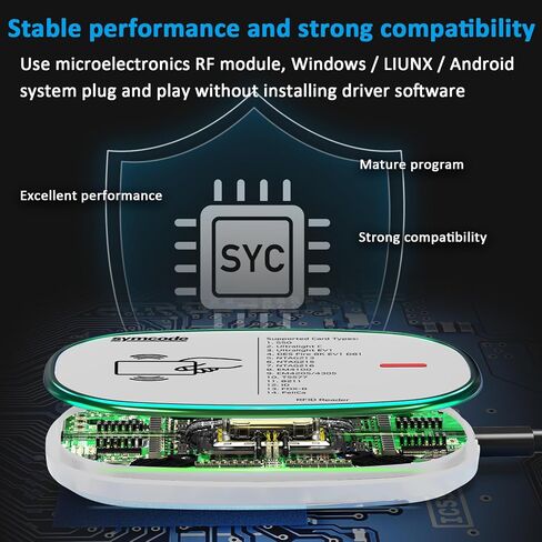 Symcode قارئ RFID الكاتب 125 كيلو هرتز / 13.56 ميجا هرتز ثنائي التردد يقرأ قارئ بطاقات الهوية IC الماسح الضوئي يدعم محاكاة لوحة المفاتيح دعم إخراج علامات UHF S20 / S50 / S70 Ultralight C EM4305 / EM4205 H125 in Saudi Arabia