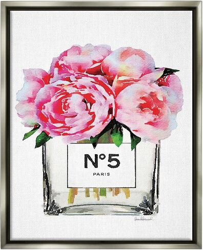 Stupell Industries Glam Paris Vase with Pink Peony Stretched Canvas Wall Art, Proudly Made in USA in Saudi Arabia