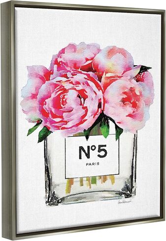 Stupell Industries Glam Paris Vase with Pink Peony Stretched Canvas Wall Art, Proudly Made in USA in Saudi Arabia