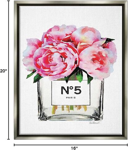 Stupell Industries Glam Paris Vase with Pink Peony Stretched Canvas Wall Art, Proudly Made in USA in Saudi Arabia