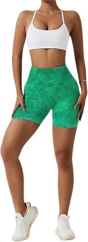 No Tie Dye, Splash Dye! Women’s Seamless Workout Shorts - Elastic BBL High Waisted Butt Lift Scrunch Biker Yoga Shorts in Saudi Arabia