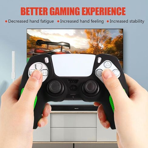 Non-Slip Handle Protective Skins for PS5 Controller x 2(Black+White) with Thumb Grips x 8, Plugs x 8, Anolog Protectors x 4 in Saudi Arabia