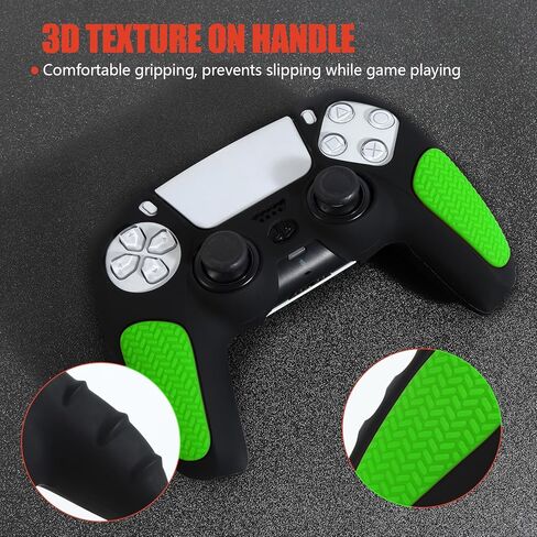 Non-Slip Handle Protective Skins for PS5 Controller x 2(Black+White) with Thumb Grips x 8, Plugs x 8, Anolog Protectors x 4 in Saudi Arabia
