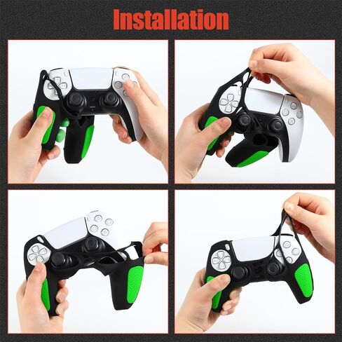 Non-Slip Handle Protective Skins for PS5 Controller x 2(Black+White) with Thumb Grips x 8, Plugs x 8, Anolog Protectors x 4 in Saudi Arabia
