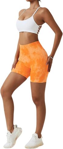 No Tie Dye, Splash Dye! Women’s Seamless Workout Shorts - Elastic BBL High Waisted Butt Lift Scrunch Biker Yoga Shorts in Saudi Arabia