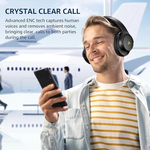 1Mii Hybrid Active Noise Cancelling Headphones for Airplane Travel, Wireless and Wired ANC Headphones, LDAC Hi-Res Audio, 5 Mics Clear Call, 75Hrs Playtime Over Ear Bluetooth 5.3 Headset for Adults in Kuwait