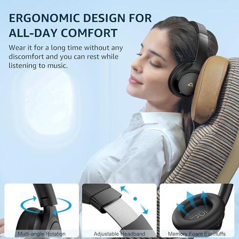 1Mii Hybrid Active Noise Cancelling Headphones for Airplane Travel, Wireless and Wired ANC Headphones, LDAC Hi-Res Audio, 5 Mics Clear Call, 75Hrs Playtime Over Ear Bluetooth 5.3 Headset for Adults in Kuwait