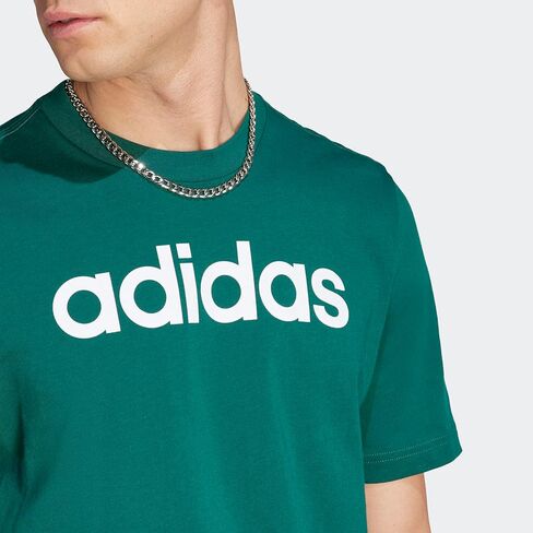 adidas Men's Size Essentials Single Jersey Linear Embroidered Logo T-Shirt, Collegiate Green, X-Large Tall in Saudi Arabia