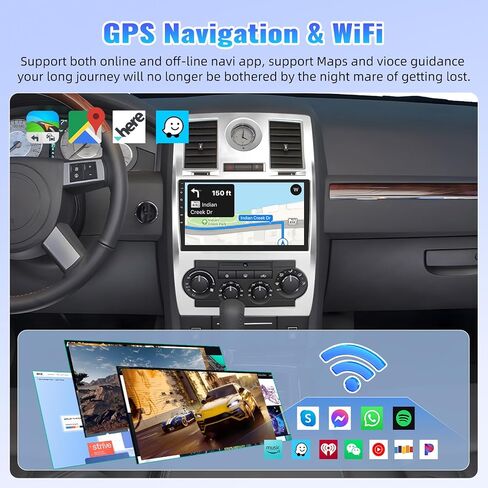 CAMECHO 2G+64G Radio for Chrysler 300C 300 2004-2011, Android 13 Car Stereo with Carplay Android Auto Mirror Link, 9" Touch Screen Car Radio with Bluetooth, FM/RDS,GPS, WiFi, AHD Backup Camera in Saudi Arabia