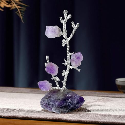 شجرة كريستال الجمشت العلاجية، شجرة زهرة البلورات الطبيعية للطاقة الإيجابية، وأشجار المال فنغ شوي شقرا شجرة الأحجار الكريمة للحياة لديكور مكتب المنزل والمكتب، حظًا سعيدًا (حجم صغير) in Kuwait
