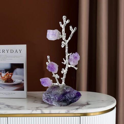 شجرة كريستال الجمشت العلاجية، شجرة زهرة البلورات الطبيعية للطاقة الإيجابية، وأشجار المال فنغ شوي شقرا شجرة الأحجار الكريمة للحياة لديكور مكتب المنزل والمكتب، حظًا سعيدًا (حجم صغير) in Kuwait