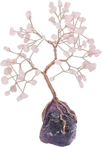 mookaitedecor Natural Aquamarine Crystal Tree with Raw Crystals Amethyst Base Stone Money Tree Feng Shui Luck Figurine Ornament for Home Office Table Decoration 6-7 Inch in Saudi Arabia
