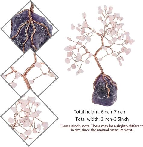 mookaitedecor Natural Aquamarine Crystal Tree with Raw Crystals Amethyst Base Stone Money Tree Feng Shui Luck Figurine Ornament for Home Office Table Decoration 6-7 Inch in Saudi Arabia