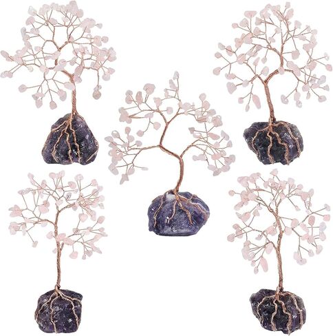mookaitedecor Natural Aquamarine Crystal Tree with Raw Crystals Amethyst Base Stone Money Tree Feng Shui Luck Figurine Ornament for Home Office Table Decoration 6-7 Inch in Saudi Arabia