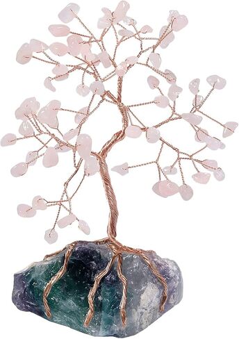 mookaitedecor Natural Aquamarine Crystal Tree with Raw Crystals Amethyst Base Stone Money Tree Feng Shui Luck Figurine Ornament for Home Office Table Decoration 6-7 Inch in Kuwait