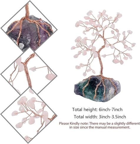 mookaitedecor Natural Aquamarine Crystal Tree with Raw Crystals Amethyst Base Stone Money Tree Feng Shui Luck Figurine Ornament for Home Office Table Decoration 6-7 Inch in Kuwait