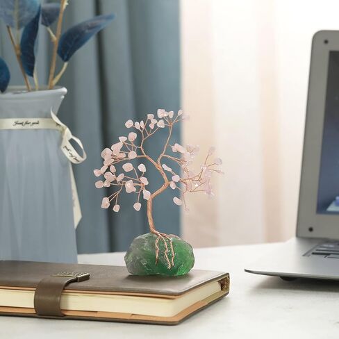 mookaitedecor Natural Aquamarine Crystal Tree with Raw Crystals Amethyst Base Stone Money Tree Feng Shui Luck Figurine Ornament for Home Office Table Decoration 6-7 Inch in Kuwait