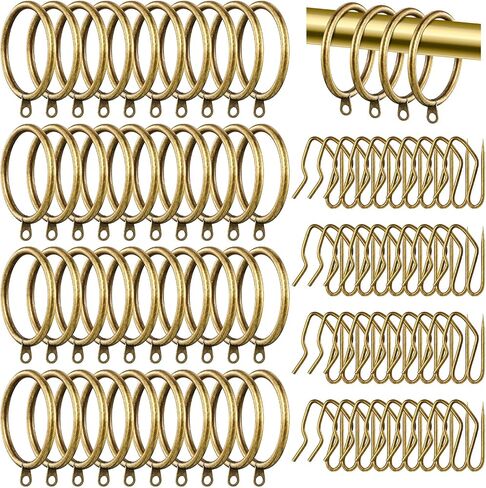 40 Pieces Gold 2 Inch Inner Diameter Metal Curtain Rings with Eyelets Drapery Rings Decorative Curtain Rod Rings Drapery Curtain Rings Compatible with up to 1 1/2" Drapery Rod in Saudi Arabia