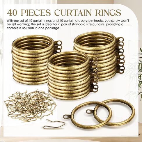 40 Pieces Gold 2 Inch Inner Diameter Metal Curtain Rings with Eyelets Drapery Rings Decorative Curtain Rod Rings Drapery Curtain Rings Compatible with up to 1 1/2" Drapery Rod in Saudi Arabia