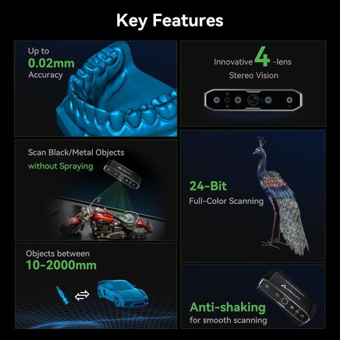 Creality 3D Scanner Ferret Pro Handheld Wireless 3D Scanning with RGB Color Camera 0.1mm Accuracy, Up to 30FPS Scanning Speed Support 15-200cm Objects for iPhone Android Mac in Saudi Arabia
