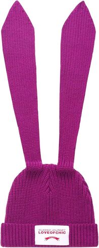 قبعة YIKOEE النسائية على شكل أرنب: قبعات أرنب كروشيه متماسكة in Kuwait