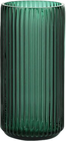 WHJY Cylindrical Green Glass Vase, Vintage Flower Vase, Hand Blown Glass Vase, Decor for Dining Table Centerpiece Décor – 10 inches in Kuwait